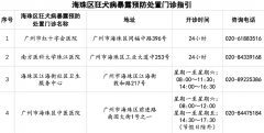 海珠这两间门诊24小时接诊狂犬病暴露预防处置